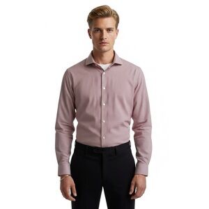 MICHEAL KORS RED WHITE DRESS SHIRT SLIM FIT  COTTON BUTTON DOWN SHIRT MEN 16 1/2